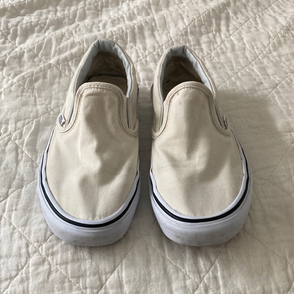 Cream slip on vans